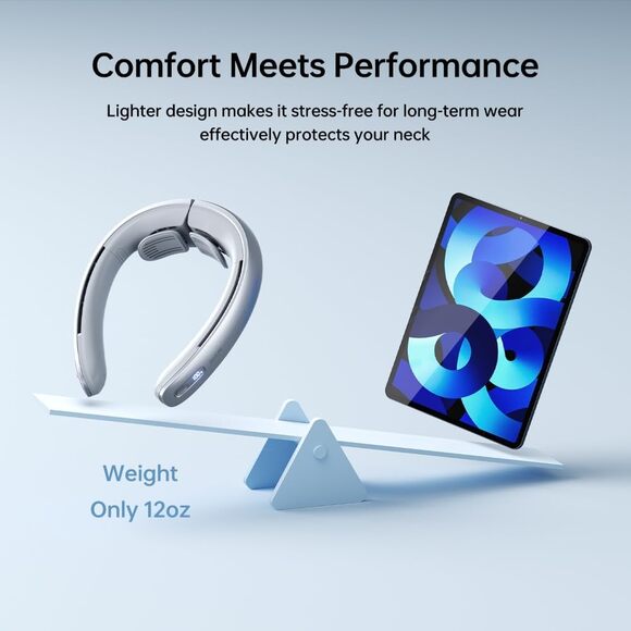 JISULIFE 100 Speeds Portable Neck Fan Bladeless Wearable Cooling Fan 5000mAh LED - Picture 4 of 15